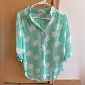 Mint Green Polka Dot Blouse
